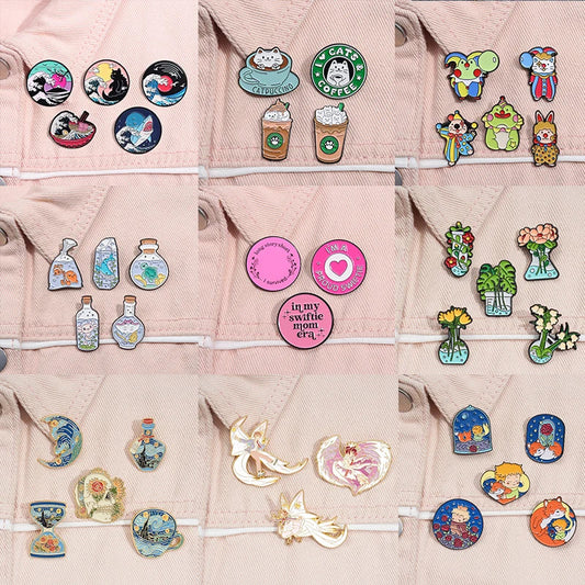 Cartoon Cute Enamel Pins Set Lapel Brooch Badge Jewelry