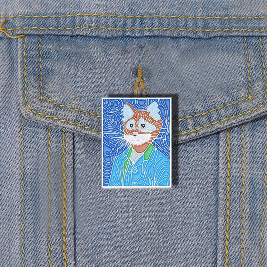 Cat Enamel Pin Cartoon Animal Brooch Lapel Jewelry Gift