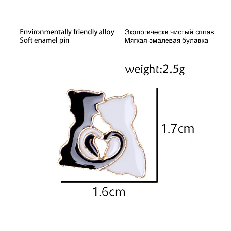 Elegant White Cat Enamel Brooch Lapel Pin Jewelry Gift