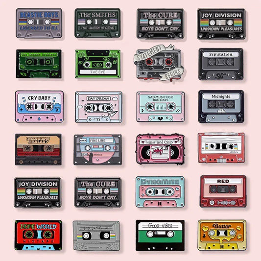 Vintage Cassette Tape Enamel Pins Retro Radio Brooches Lapel Backpack Badge Jewelry Gifts