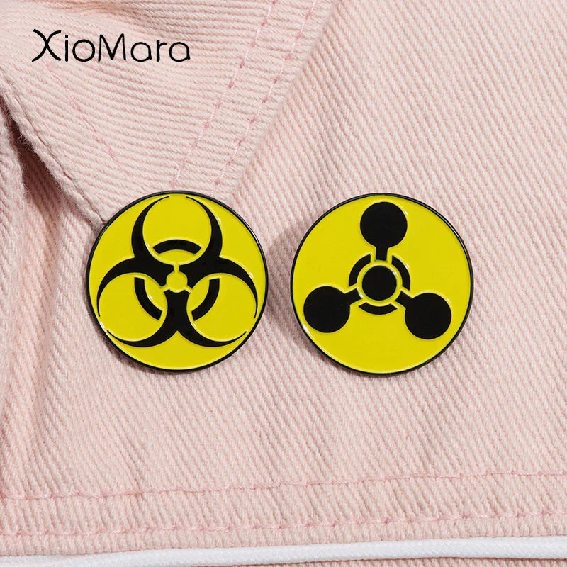 Biohazard Enamel Pin Chemical Hazard Badge Lapel Brooch