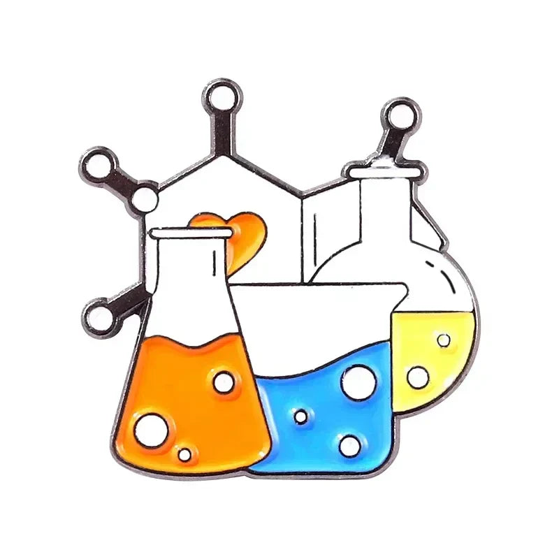 Chemistry Beaker Enamel Pin DNA Structure Brooch Jewelry Accessory