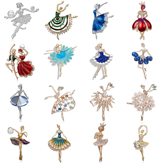 Rhinestone Enamel Gymnastics Ballet Dancer Brooch Pin Crystal Corsage Jewelry Gift